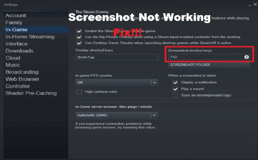 screenshot not working on mac for steam